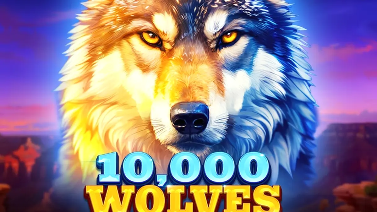 Interface do jogo 10,000 Wolves 10K Ways com tema de lobos